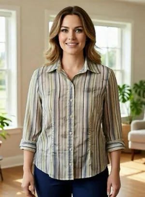 GAP Women’s‎ Striped Button Up Shirt 3/4 Sleeve Casual Blouse thumbnail 1
