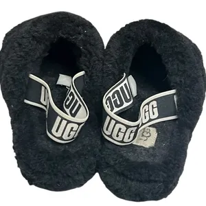 Ugg Fluff Yeah Slide Slippers Womens 8 Black Plush Sheepskin‎ Logo Soft Fur Cozy thumbnail 8