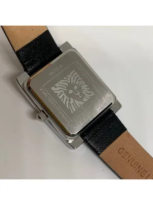 Anne Klein Women silver black tone watch 28mm quartz analog leather band running thumbnail 5