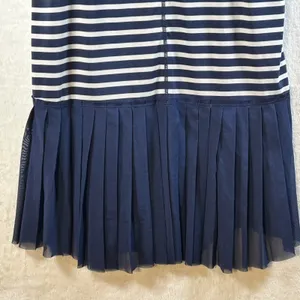New Balance Women Striped Athletic Tennis Dress Pleated Skirt Navy‎ White Size L thumbnail 3