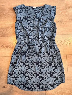Cabi‎ Java Blue Floral Drawstring Waist Midi Dress Size Small S Sleeveless thumbnail 1
