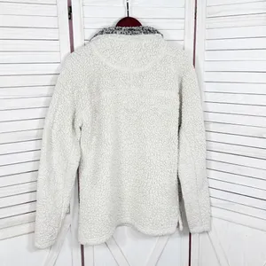 True Grit Faux Sherpa Jacket Women Small Beige Pullover Sherpa Quarter Zip Teddy thumbnail 9
