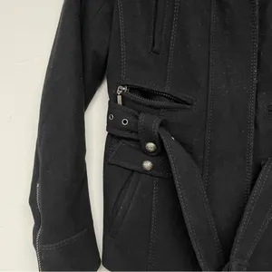 Laundry by Shelli Segal Black Belted Short Trench Coat Womens 4 Preppy Classic Fall thumbnail 4