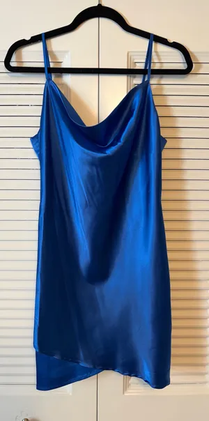 Boutique Blue Satin Mini Dress thumbnail 1