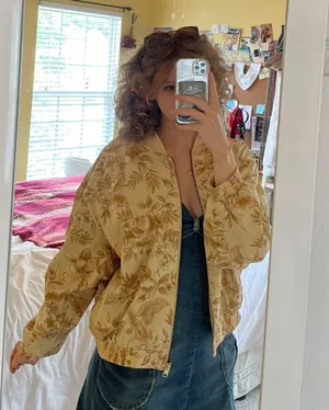 Boutique Vintage Yellow Floral Bomber Jacket thumbnail 1