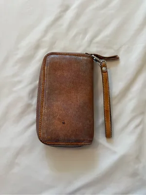 CONSUELA | Gloria Textured iridescent leather Large Brown Wristlet Wallet thumbnail 3