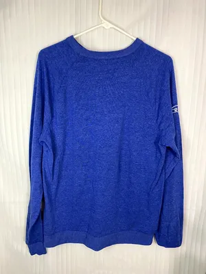 Blue Long Sleeve Shirt Lightweight Crewneck Casual Basic Soft Top thumbnail 1
