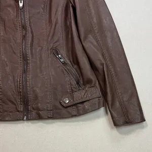 Sebby Collection Elegant Brown Faux Leather Jacket thumbnail 4