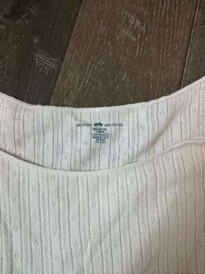 Brandy Melville McKenna Ribbed Eyelet Crop Top Cream One Size thumbnail 5
