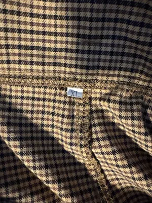 Women's Beige Black Check Pleated Wide-Leg Dress Pants Button Accent XL thumbnail 3