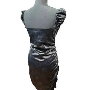 NWT Motel Rocks Sinora Bodycon Mini Dress Black Rose Flock Size Large $82 Ruched thumbnail 16