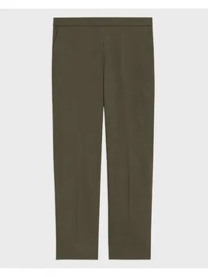NWT Theory Treeca Pull On in Dark Olive Eco Crunch Linen Stretch Crop Pants 6 thumbnail 6