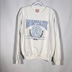 Show Me Your Mumu Womens Stanley Sweatshirt Crewneck Montauk Graphic Small White thumbnail 2