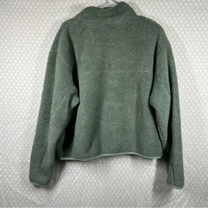 Girlfriend Collective‎ Green Fleece Quarter Zip Pullover thumbnail 5