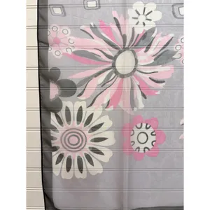 Okinawa Japan Scarf Grey Pink Butterfly Floral Sheer Geometric Print OS thumbnail 7