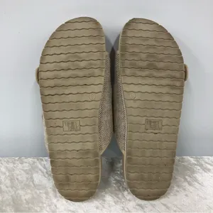 Time & Tru womens canvas size 9 beige & brown double strap slide on sandals thumbnail 6