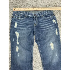 Buckle Women's BKE Sabrina Capri Destructed Dark Low Rise Blue Jeans Cropped Size 29 thumbnail 8