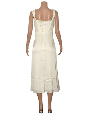 BHLDN Sleeveless Lace Corset Ruched A-Line Midi Dress, White, 6 (US) thumbnail 5