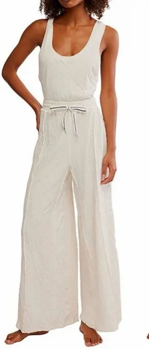 NEW Free people wait a minute Oatmeal Combo Jumpsuit sz M thumbnail 1