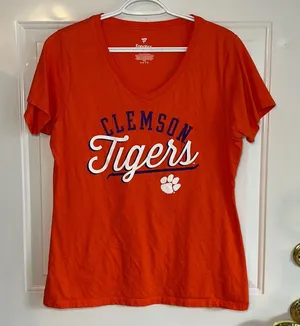 Fanatics Women’s V-Neck‎ Clemson Tigers Short Sleeve Shirt Large thumbnail 1