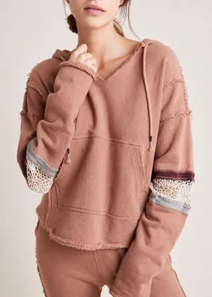 Free People Movement Dream Catcher Hoodie Oversized Rose Pink Crochet Lace Large thumbnail 1