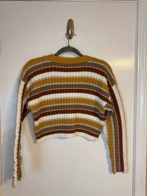 Forever 21 Retro Striped Cropped Cardigan, Size M , Pre-owned / No Flaws thumbnail 7