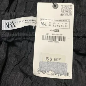 NEW Zara Women's Black Crinkled Textured Pleated Elastic Waist Maxi Skirts Sz S thumbnail 4