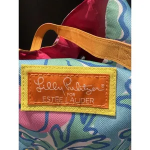 Lilly Pulitzer For Estee‎ Louder Multicolor Floral Strap Canvas Tore Beach Bag thumbnail 4