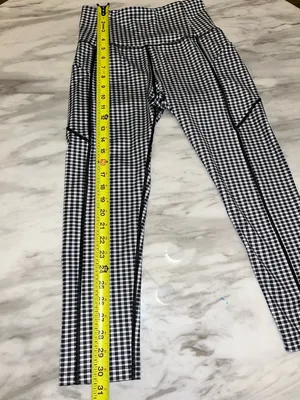 Black White Gingham Leggings Athletic Yoga Pants Small Checkered thumbnail 2