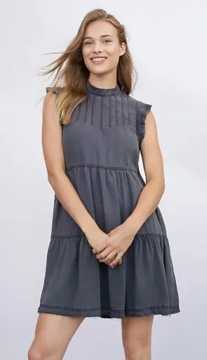 ANTHROPOLOGIE Jenee‎ Tiered Tunic Dress size Small Washed Black thumbnail 1