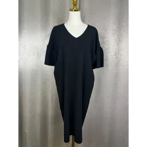 Lauren Ralph Lauren Black V-Neck Flutter Sleeve Knit Sweater Dress XL thumbnail 3