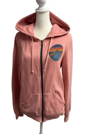 Aviator Nation Womens All Seasons Circle Hoodie Swetshirt Full Zip Pink Small thumbnail 1