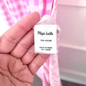 Playa Lucila Women Maxi Slip Dress Pink Check Size S thumbnail 5