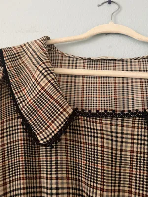 Plaid Mini Dress with Wide Sailor Collar - Brown Plaid thumbnail 3