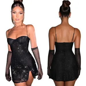 Babyboo Pixie Mini Dress Underwire Bust Glittered Adjustable Black Womens Large thumbnail 3