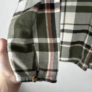 Madewell Flannel Bromley Plaid Shirt Womens Size XS‎ Green Cream Cotton Buttons thumbnail 4
