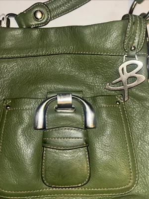 B Makowsky Olive Green Leather Crossbody Silver Hardware With B Hang Tag thumbnail 3