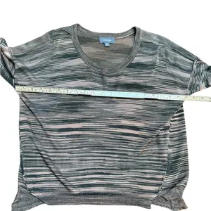 Sussan Striped Sheer Knit Top‎ Earth Tone Neutrals Lightweight Relaxed Sz XS thumbnail 7