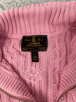 Lauren Ralph Lauren Pink Cable-Knit Half-Zip Turtleneck Sweater thumbnail 2