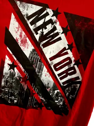 NYC Men’s New York (Manhattan Skyline) Bold Red Graphic Design Tee thumbnail 3