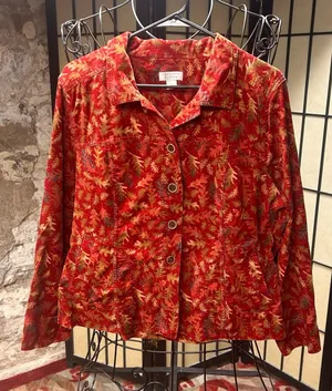 Christopher & Banks Autumn Inspired Print Corduroy Jacket: XL thumbnail 1