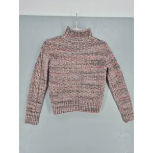 GAP Womens Sweater Pink‎ Gray Marled Cable Knit Mock Neck Wool Blend XS thumbnail 4