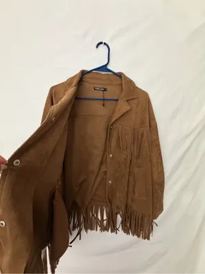 Nasty Gal Brown Faux Suede Fringe Jacket Womens M (A708) thumbnail 11