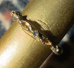 90s style gold and silver gemstone ring thumbnail 1