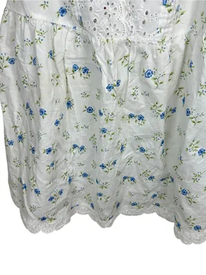 Victoria’s Secret Y2K Floral Eyelet Babydoll Cami White Blue Coquette Small thumbnail 6