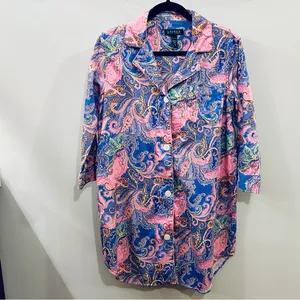 Lauren Ralph Lauren Paisley Size Medium Mini Dress w logo p-p 20” s-h 34” thumbnail 2