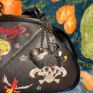 Ed Hardy Y2K Tattoo Embroidered Rhinestone Mini Handbag Purse Black NWT thumbnail 2