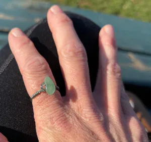 Wire Ring Green Stone (Custom Size To Order) thumbnail 1