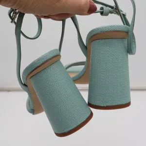 Sam Edelman Sandals Womens 8 Strappy Block Heel Blue Square Toe Textured Good thumbnail 9