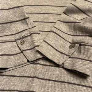 J. Jill women’s ribbed textured V neck tunic top gray patch pockets striped Sz L thumbnail 6